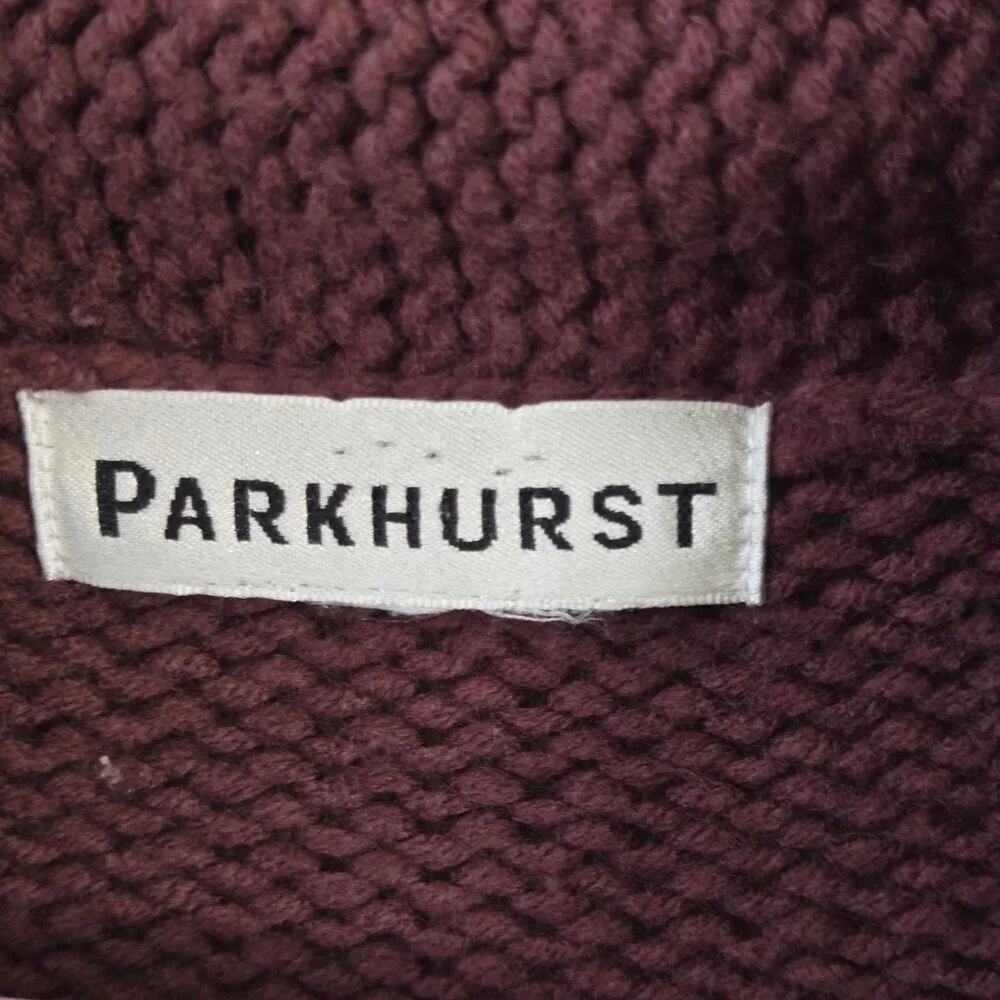 Vintage Parkhurst Plum Purple Textured Knit Button Up Cardigan Sweater Size L